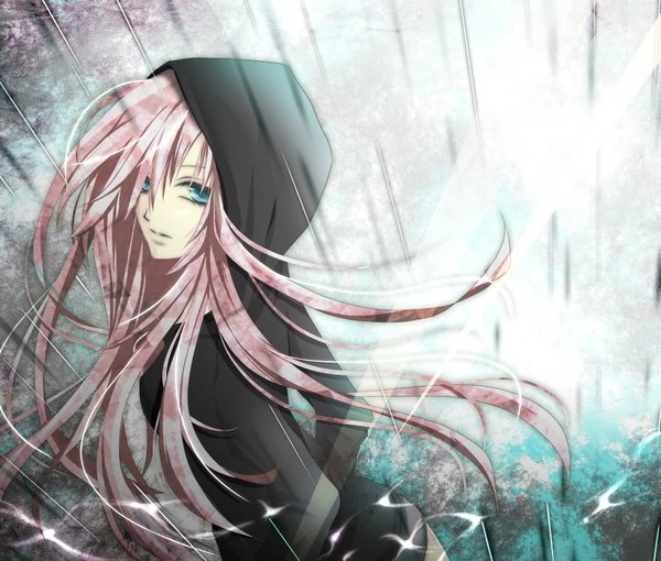 Anime picture 1000x850 with vocaloid megurine luka aonoe single long hair looking at viewer open mouth blue eyes pink hair girl hood