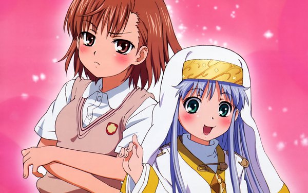 Anime picture 3840x2400 with to aru majutsu no index j.c. staff misaka mikoto index blush highres wide image multiple girls girl 2 girls