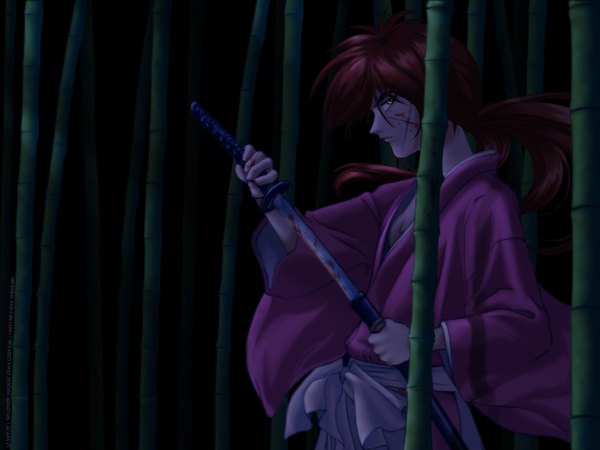 Anime picture 1280x960 with rurouni kenshin himura kenshin dark background tagme
