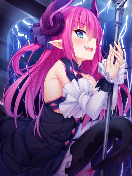 Anime picture 2560x3400 with fate (series) fate/extra fate/extra ccc elizabeth bathory (fate) (all) elizabeth bathory (fate) wakagi repa single long hair tall image looking at viewer blush fringe highres open mouth blue eyes smile hair between eyes payot pink hair tail