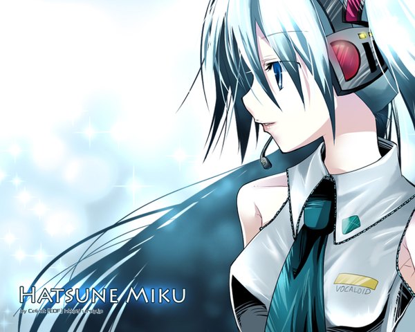 Anime picture 1280x1024 with vocaloid hatsune miku celi blue eyes twintails blue hair girl headphones
