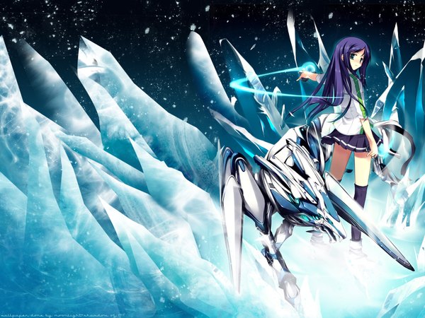 Anime picture 1600x1200 with mai hime sunrise (studio) kuga natsuki long hair purple hair miniskirt ice