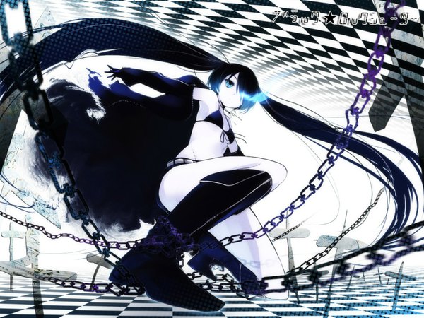 Anime picture 1600x1200 with black rock shooter vocaloid black rock shooter (character) buriki twintails wallpaper girl bikini top