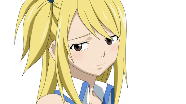 Anime picture 1366x768 with fairy tail lucy heartfilia qozmiko single long hair blush blonde hair wide image brown eyes light smile one side up transparent background vector girl