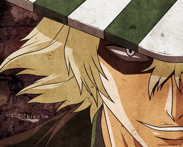 Anime picture 1280x1024 with bleach studio pierrot urahara kisuke short hair blonde hair smile close-up hat