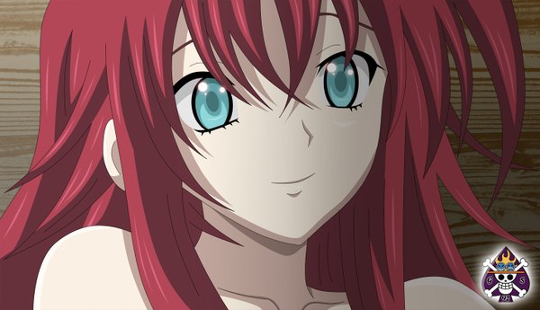 Anime picture 1424x820 with highschool dxd rias gremory seireiart long hair looking at viewer blue eyes smile wide image red hair coloring girl