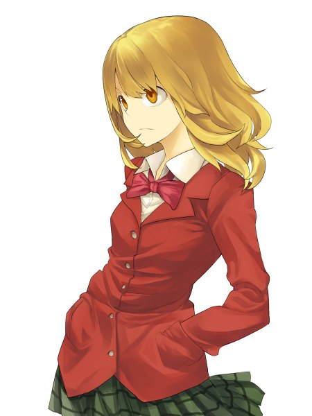 Anime picture 900x1200 with pretty face randou masashi hama2224 single long hair tall image fringe simple background blonde hair white background brown eyes wind hands in pockets otoko no ko boy uniform school uniform
