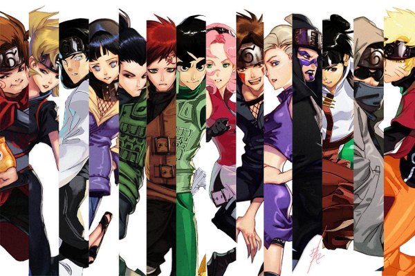 Anime picture 1300x865 with naruto studio pierrot naruto (series) uzumaki naruto hyuuga hinata haruno sakura gaara yamanaka ino nara shikamaru temari (naruto) hyuuga neji tenten rock lee inuzuka kiba aburame shino akimichi chouji kankuro long hair short hair blue eyes