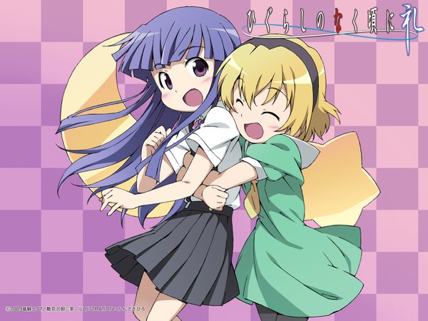 Anime picture 1600x1200 with higurashi no naku koro ni studio deen furude rika houjou satoko multiple girls girl 2 girls