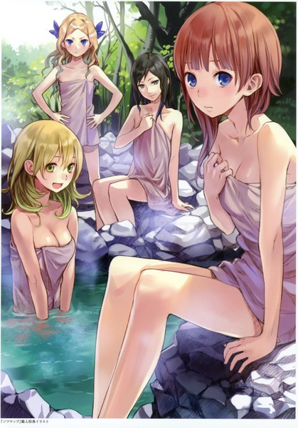 Anime picture 2432x3481 with atelier (series) atelier rorona gust (company) rororina fryxell lionela heinze cuderia von feuerbach astrid zxes kishida mel long hair tall image looking at viewer blush fringe highres breasts open mouth blue eyes light erotic black hair blonde hair