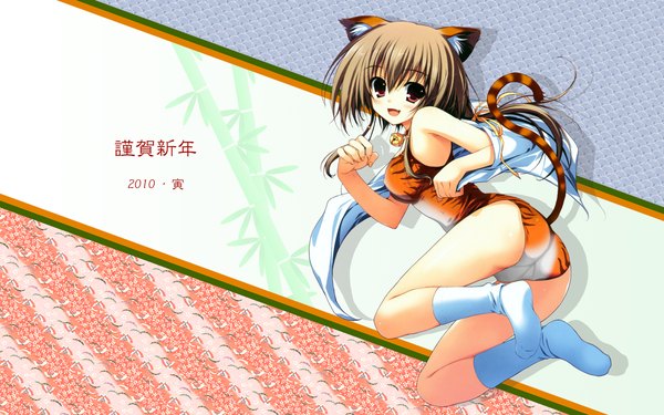 Anime picture 1920x1200 with tomose shunsaku highres breasts light erotic wide image animal ears cat girl thighs girl