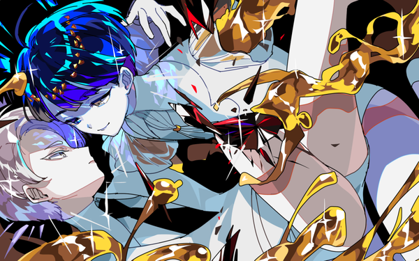 イラスト 1000x625 と 宝石の国 フォスフォフィライト phosphophyllite (ll) カンゴーム こあ 前髪 短い髪 青い髪 銀髪 プロフィール sparkle face to face eye contact silver eyes androgynous ネタバレ amputee 手袋 白手袋 gold