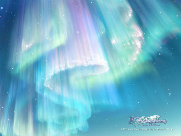 Anime picture 1600x1200 with kagaya sky 3d aurora borealis star (stars)