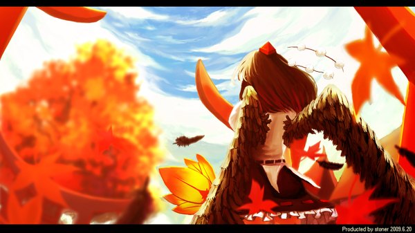Anime picture 2952x1661 with touhou shameimaru aya stoner (artist) highres wide image girl wings
