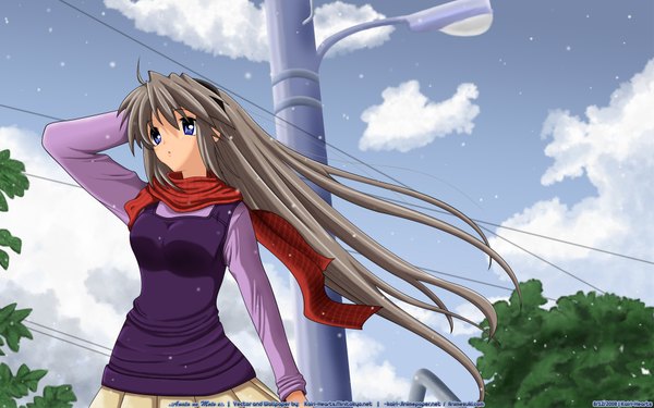 Anime picture 1920x1200 with clannad key (studio) sakagami tomoyo highres wide image signed