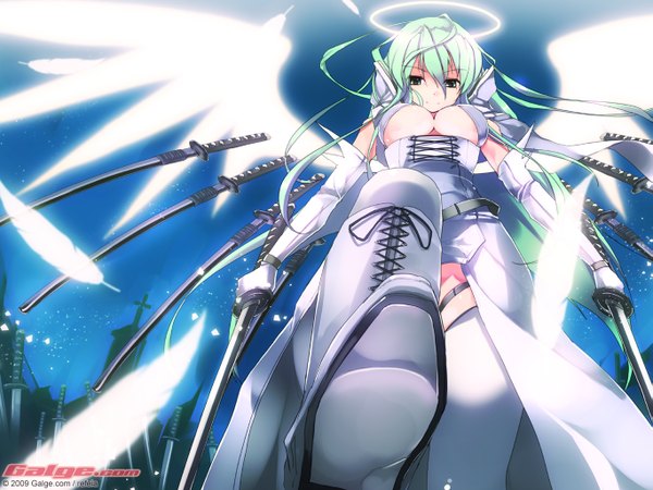 Anime picture 1365x1024 with galge.com refeia light erotic girl wings