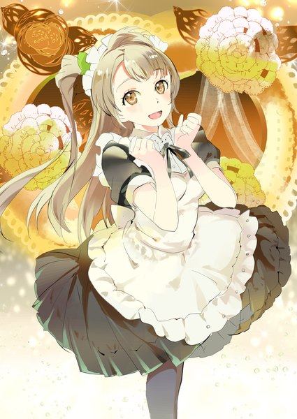 Anime picture 850x1200 with love live! school idol project sunrise (studio) love live! minami kotori 119 single long hair tall image blush open mouth brown eyes grey hair maid one side up girl dress headdress maid headdress