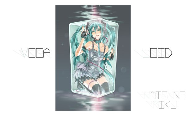 Anime picture 1920x1200 with vocaloid hatsune miku highres wide image white background girl thighhighs