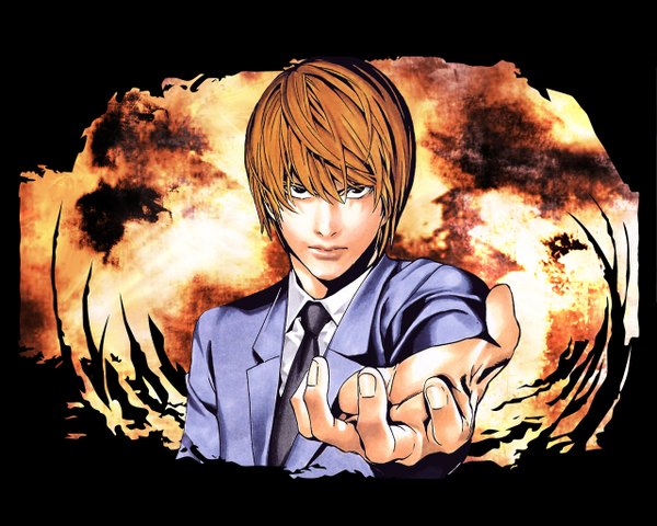 Anime picture 1280x1024 with death note madhouse yagami light outstretched hand suit tagme