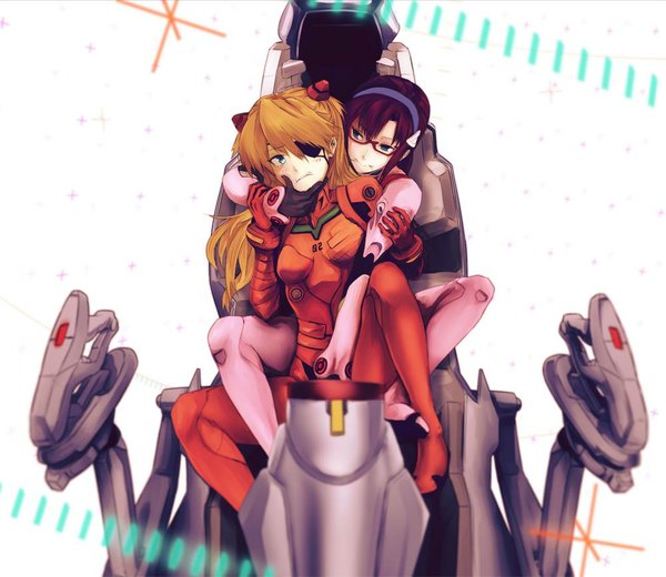 Anime picture 1000x867 with neon genesis evangelion rebuild of evangelion evangelion: 2.0 you can (not) advance evangelion: 3.0 you can (not) redo gainax soryu asuka langley shikinami asuka langley makinami mari illustrious infinote long hair blue eyes light erotic blonde hair multiple girls purple hair hug shoujo ai girl hair ornament 2 girls