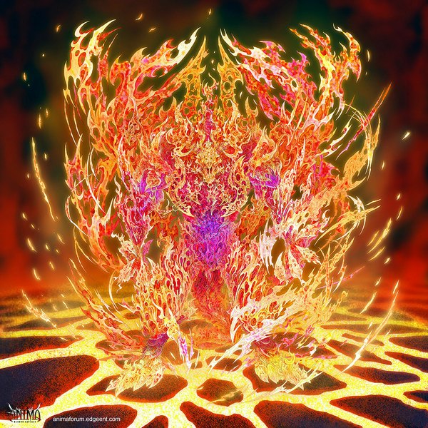 Anime picture 1152x1152 with anima wen-m lava fire monster molten rock