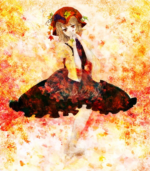 Аниме картинка 1500x1713 с touhou aki minoriko minase (mmakina) один (одна) высокое изображение короткие волосы светлые волосы красные глаза ножки девушка платье шляпа еда ягода (ягоды) виноград