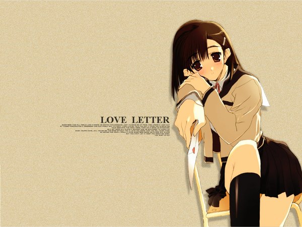 Anime picture 1024x768 with nakamura takeshi blush wallpaper uniform school uniform letter love letter