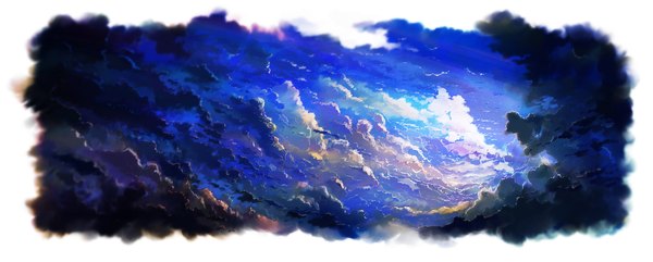 Anime picture 2000x805 with original 108 highres wide image cloud (clouds) border no people scenic