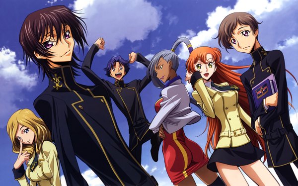 Anime picture 5780x3609 with code geass sunrise (studio) lelouch lamperouge shirley fenette rolo lamperouge milly ashford viletta nu sakamoto shuuji highres wide image