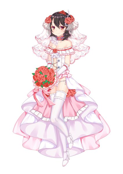 Anime picture 2149x3035 with touhou shameimaru aya binan xian lu single tall image looking at viewer blush fringe highres short hair breasts light erotic black hair simple background smile hair between eyes red eyes standing white background bare shoulders