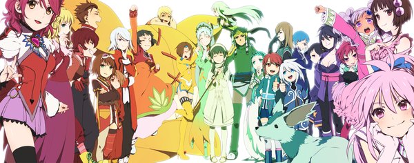 Anime picture 2200x867 with tales of (series) tales of eternia tales of graces cheria barnes hubert ozwell lloyd irving rita mordio sheena fujibayashi arche klein reala jade curtiss guy cecil ion farah oersted fujibayashi suzu genis sage raine sage meredy claire bennett jay