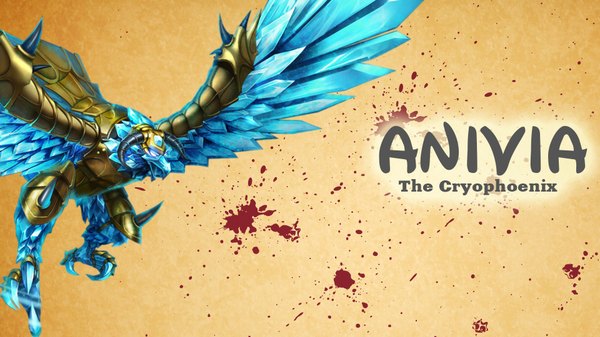 Anime picture 1920x1080 with league of legends anivia (league of legends) single highres simple background wide image horn (horns) inscription white eyes animal armor bird (birds) claws ice