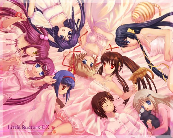 Anime picture 1280x1024 with little busters! key (studio) noumi kudryavka natsume rin kamikita komari kurugaya yuiko saigusa haruka sasasegawa sasami nishizono mio futaki kanata group