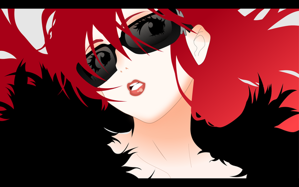 Anime picture 3000x1875 with tengen toppa gurren lagann gainax yoko littner long hair highres wide image red hair sunglasses