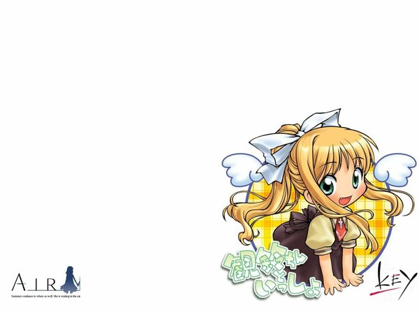 Anime picture 1024x768 with air key (studio) kamio misuzu white background chibi girl