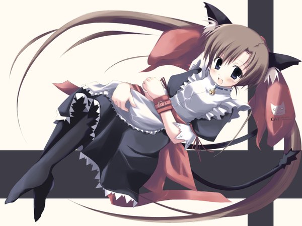 Anime picture 1600x1200 with moekan animal ears maid cat girl girl