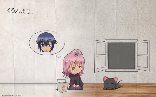 Anime picture 1920x1200 with shugo chara! hinamori amu tsukiyomi ikuto highres wide image chibi cat