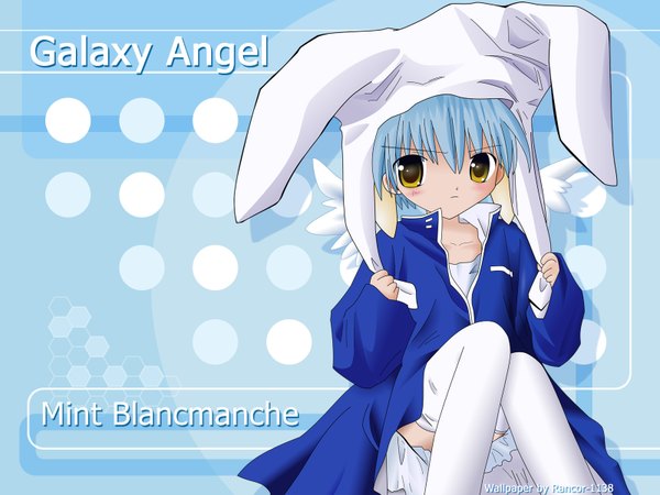 Anime picture 1600x1200 with galaxy angel madhouse mint blancmanche kanan white background blue background