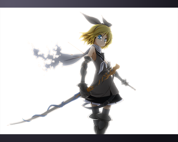 Anime picture 1280x1024 with vocaloid kagamine rin girl sword tagme