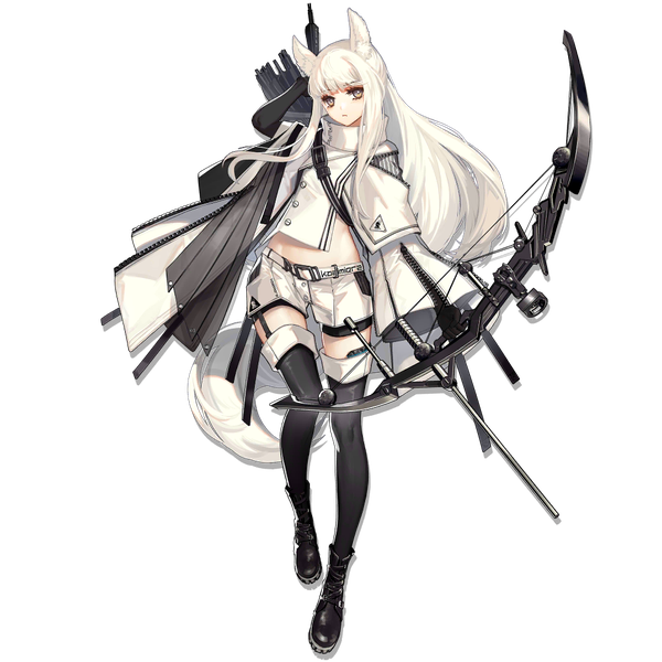 Anime-Bild 1024x1024 mit arknights platinum (arknights) skade single long hair looking at viewer fringe animal ears yellow eyes payot full body white hair tail blunt bangs animal tail official art transparent background horse ears horse tail girl