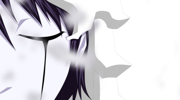 Anime picture 1200x664 with bleach studio pierrot ulquiorra schiffer eroishi single short hair black hair wide image white background eyes closed coloring close-up face espada boy mask