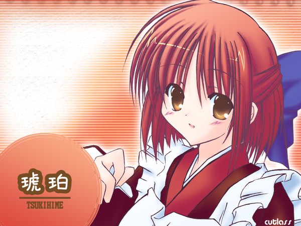 Anime picture 1600x1200 with shingetsutan tsukihime type-moon kohaku (tsukihime) highres half updo wa maid bow hair bow