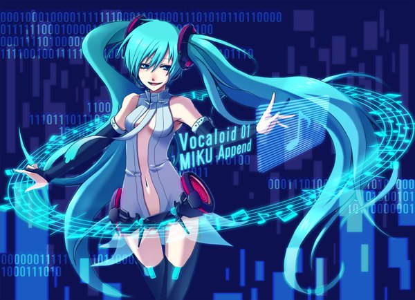Anime picture 1981x1433 with vocaloid vocaloid append hatsune miku hatsune miku (append) single long hair highres blue eyes twintails green hair girl