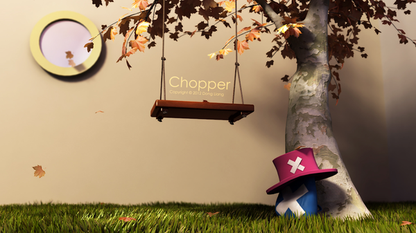 Anime picture 1280x720 with one piece toei animation uoa7 wide image wallpaper character names no people 3d plant (plants) hat tree (trees) leaf (leaves) grass autumn leaves swing