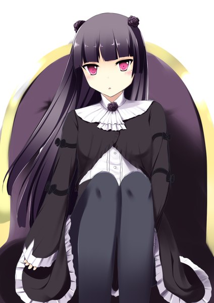 Anime picture 1240x1753 with ore no imouto ga konna ni kawaii wake ga nai gokou ruri animegame single long hair tall image looking at viewer black hair red eyes lolita fashion girl dress