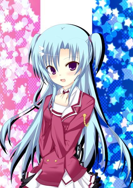 Anime picture 2480x3507 with original kotohane single long hair tall image blush highres purple eyes blue hair two side up girl uniform school uniform