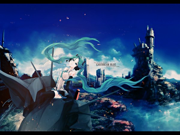 Anime picture 1600x1200 with vocaloid hatsune miku sky girl mecha
