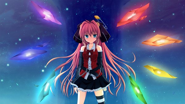 Anime picture 1280x720 with fortissimo//akkord:bsusvier (game) satomura momiji ooba kagerou long hair wide image green eyes game cg red hair girl skirt miniskirt