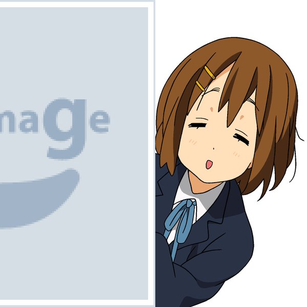 Anime-Bild 850x850 mit k-on! kyoto animation pixiv hirasawa yui mugen ouka single blush fringe short hair open mouth simple background brown hair white background vector = = no image girl uniform school uniform bobby pin