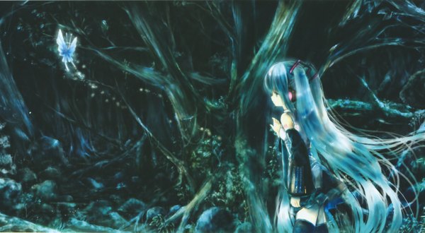 Anime picture 1400x770 with vocaloid hatsune miku wide image girl tagme